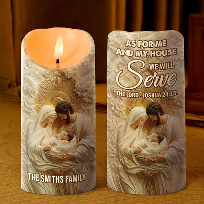 As For Me And My House We Will Serve The Lord | Personalized Flameless LED Candle