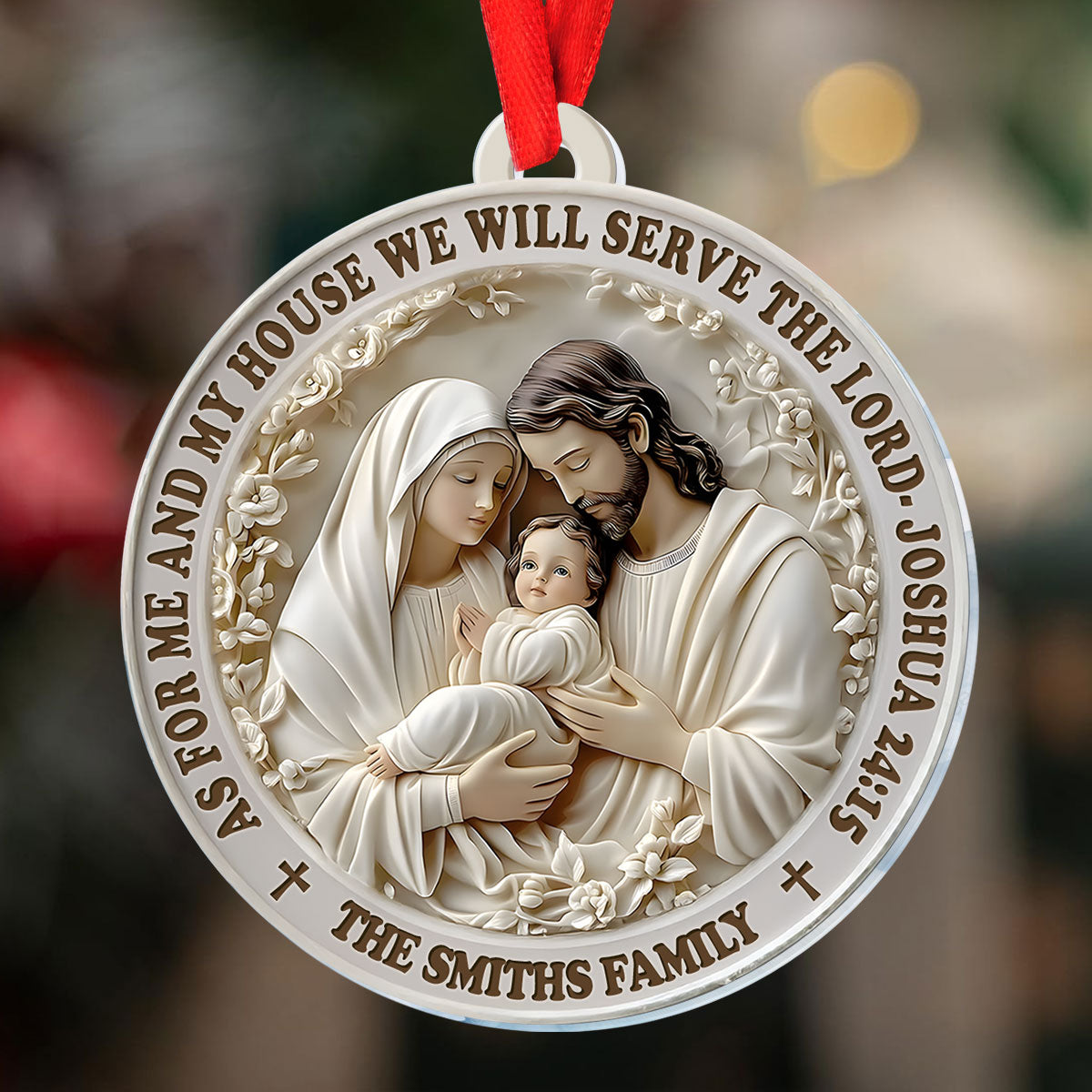 As For Me And My House We Will Serve The Lord | Personalized 1-Side Acrylic Ornament JSACOPL2807M