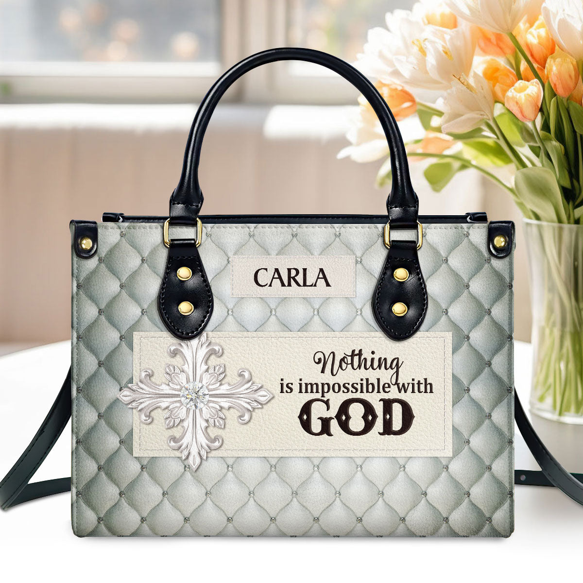 Nothing Is Impossible With God | Personalized Leather Handbag HH363