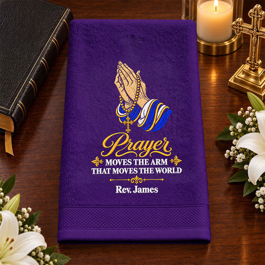 Prayer Moves The Arm That Moves The World | Personalized Embroidered Fingertip Towel