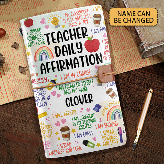 Teacher Daily Affirmation | Personalized Leather Bound Journal JSLBJPH928T