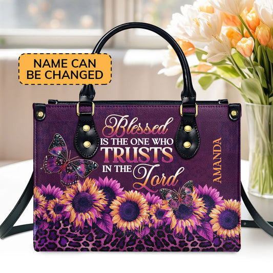 Jesuspirit | Personalized Leather Handbag With Zipper | Blessed Is The One Who Trusts In The Lord LHBM795