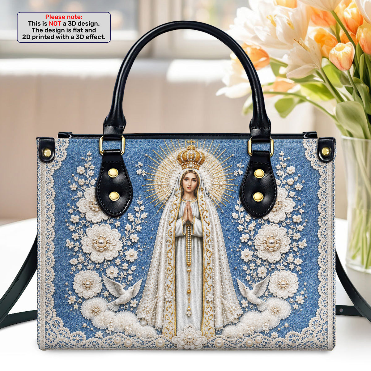 Our Lady Of Fátima In Bloom |  Leather Handbag