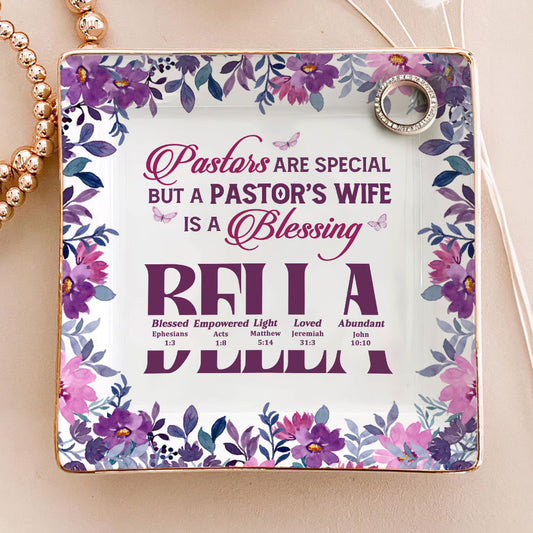 Pastor's Wife Is A Blessing | Personalized Ceramic Ring Dish Square