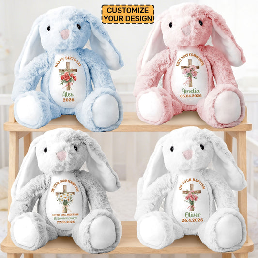 Birth Month Flower Milestones Collection | Personalized Stuffed Bunny