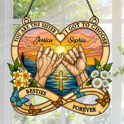 To My Bestie, Sister In Christ Birth Month Flower | Personalized Acrylic Suncatcher