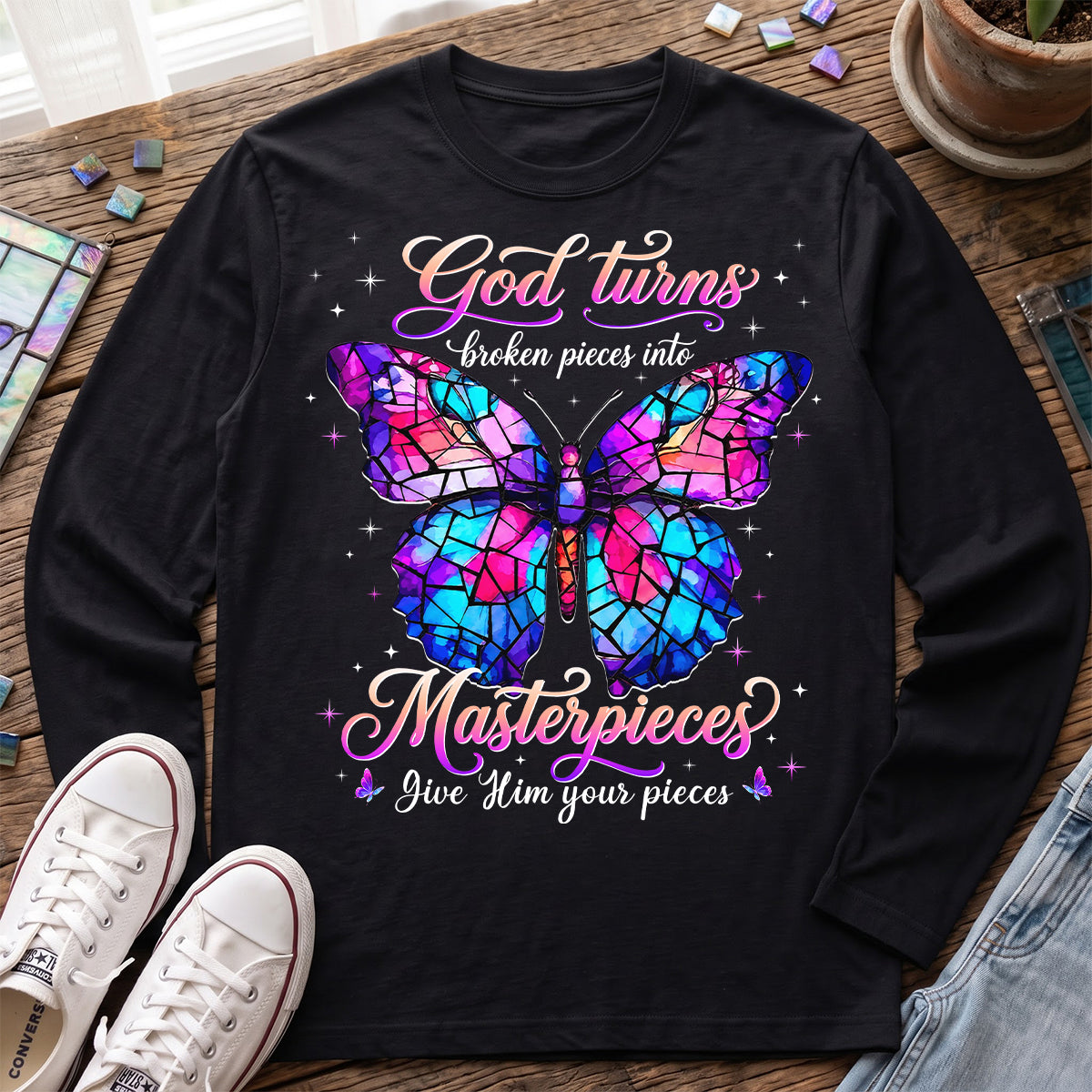 Broken Pieces Into God’s Masterpiece |  2D Unisex Long Sleeve