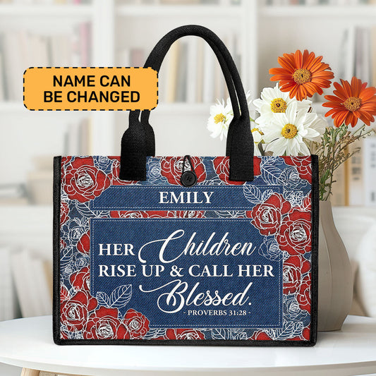 Her Children Rise Up & Call Her Blessed - Personalized New Canvas Tote Bag CTBM05