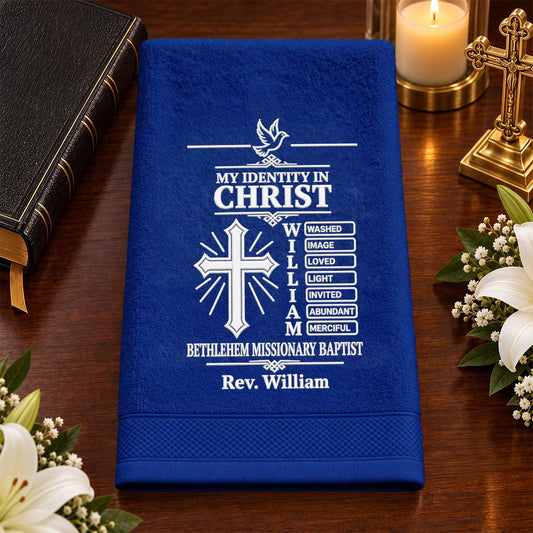Chosen And Redeemed In Christ | Personalized Embroidered Fingertip Towel