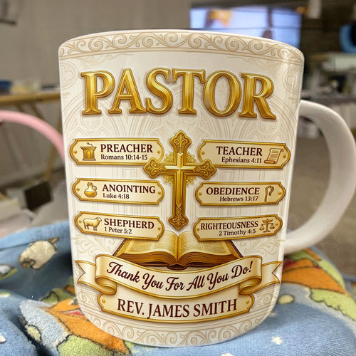 My Preacher, Teacher, & Shepherd | Personalized Ceramic Coffee Mug