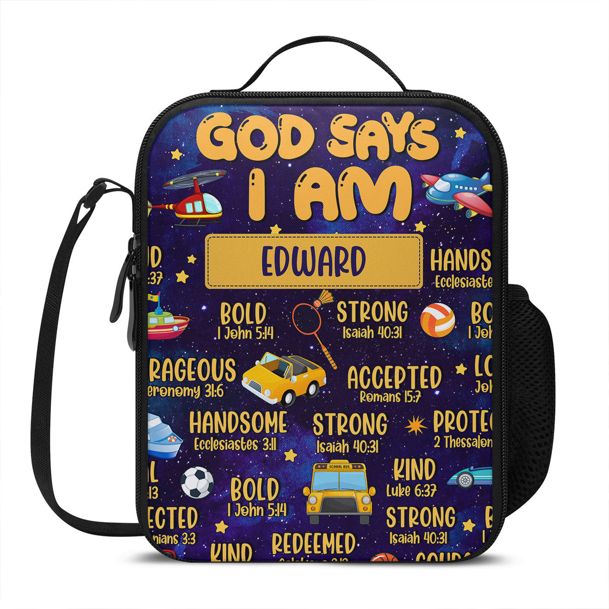 God Says I Am | Personalized Lunch Box Bag JSLBBPH1302D