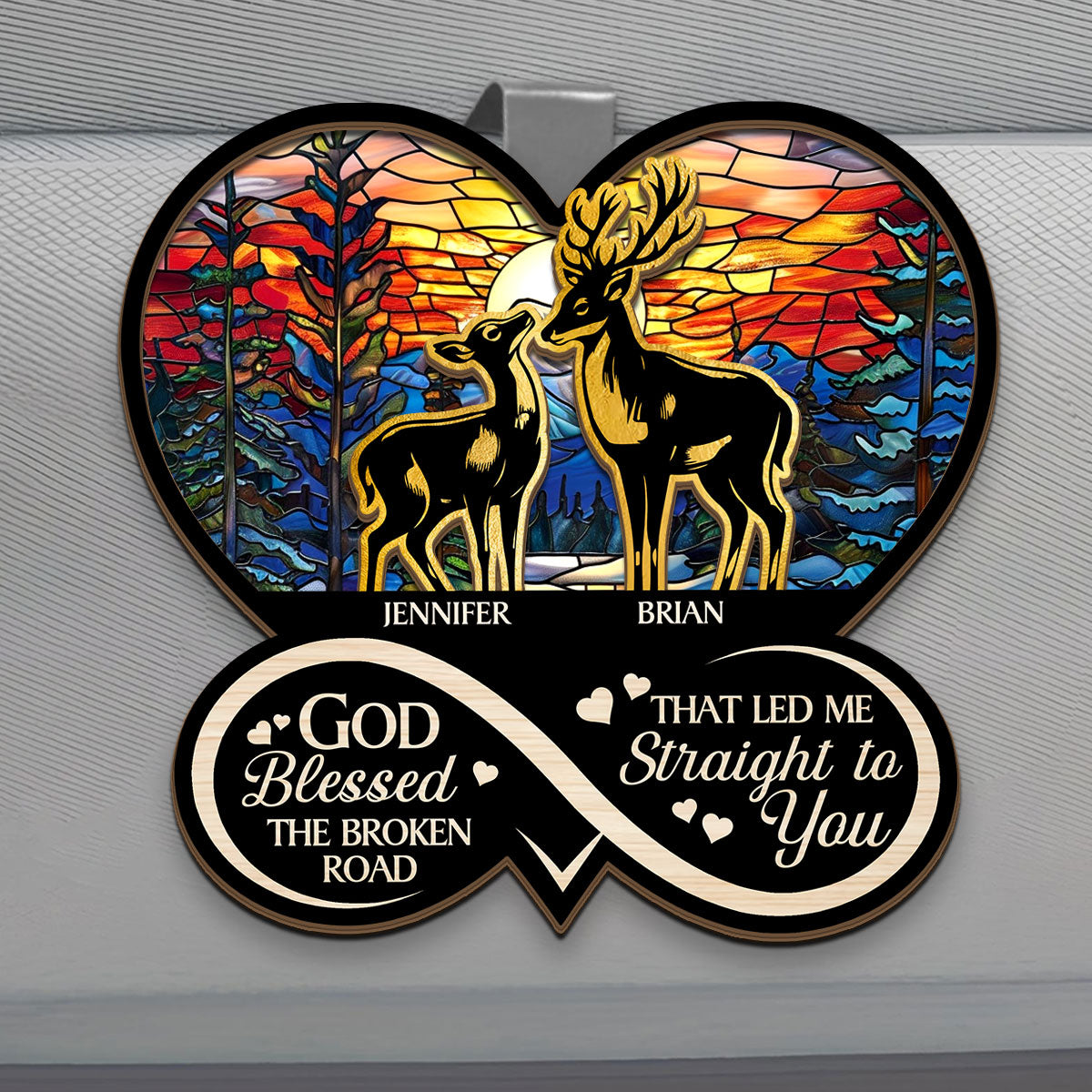 God Blessed The Broken Road That Led Me Straight To You | Personalized Car Visor Clip