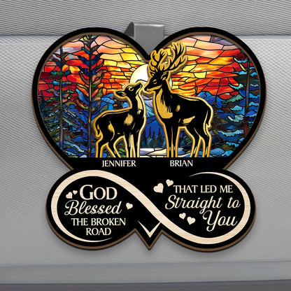 God Blessed The Broken Road That Led Me Straight To You | Personalized Car Visor Clip