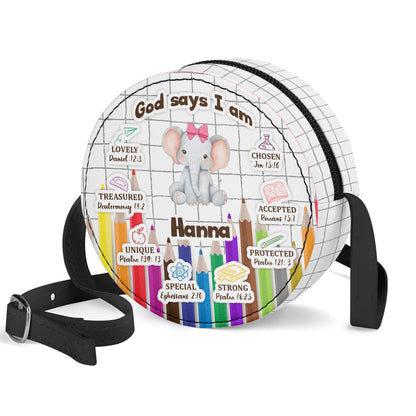 God Says I Am Child | Personalized Kid Round Purse JSCRBPT1122M