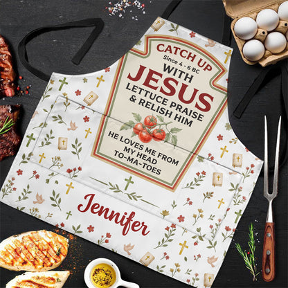 He Loves Me From My Head To My Tomatoes | Personalized Apron With Pocket