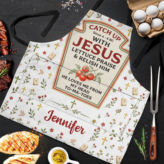 He Loves Me From My Head To My Tomatoes | Personalized Apron With Pocket