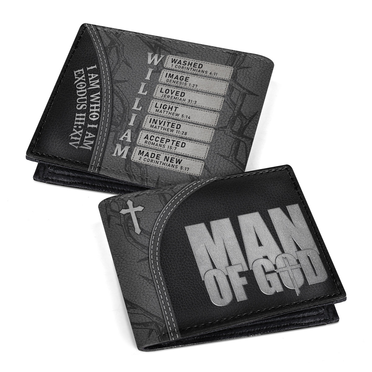 Man Of God  | Personalized Leather Folded Wallet