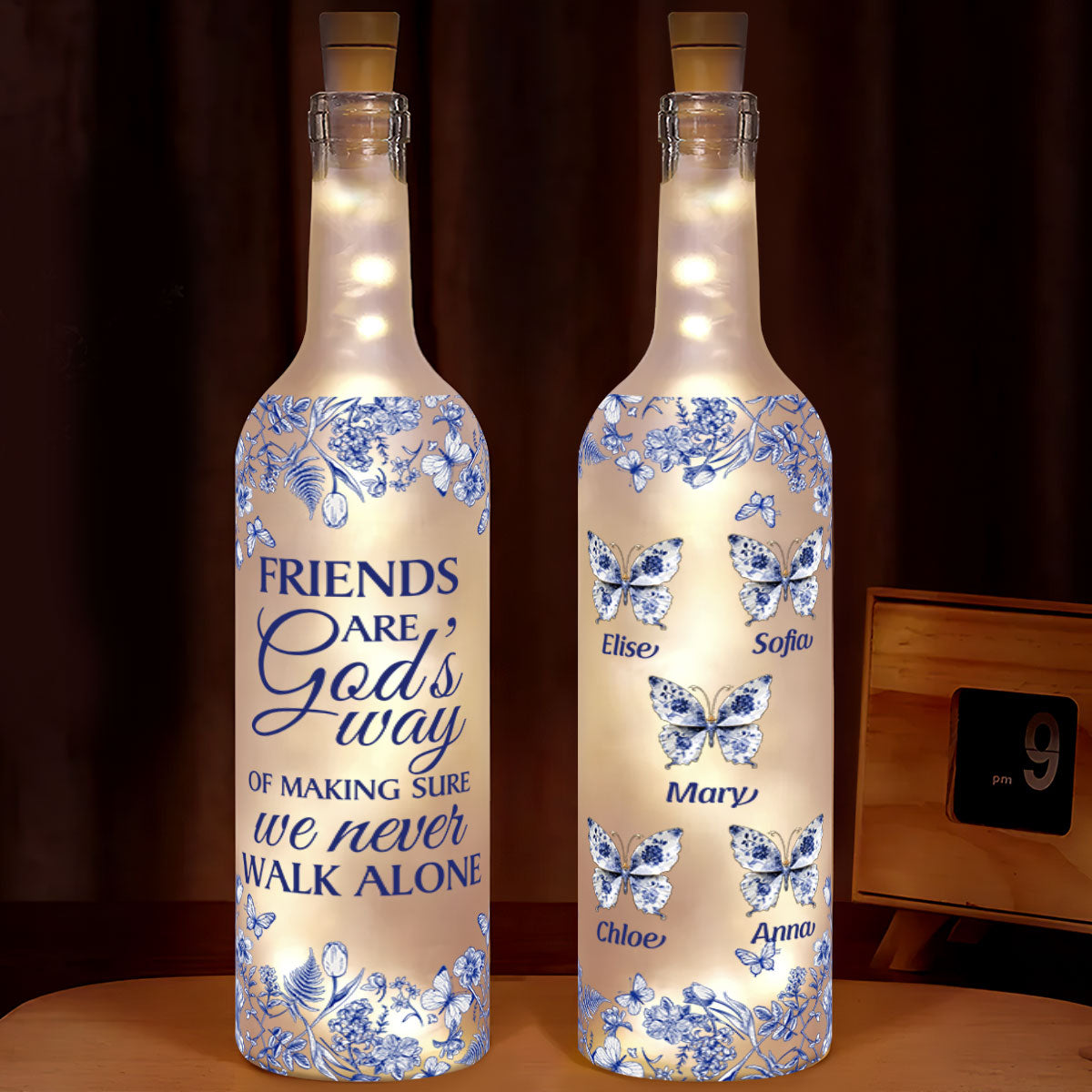 A Friend Is God's Way Of Making Sure We Never Walk Alone | Personalized Bottle Lamp