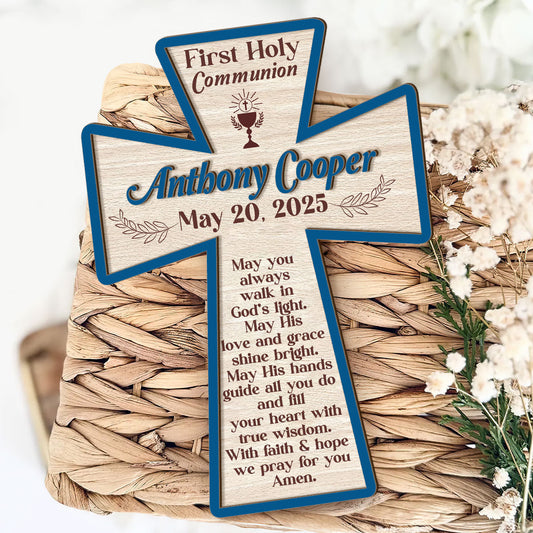 May You Always Walk In God’s Light | Personalized Wood Cross