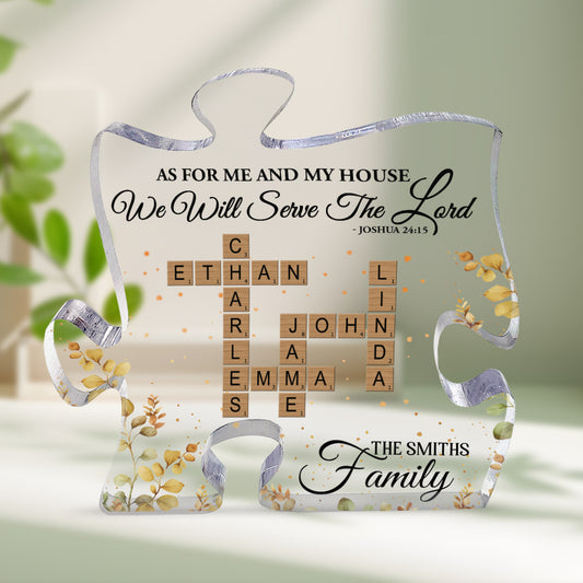 As For Me And My House We Will Serve The Lord | Personalized Custom Shaped Squared Acrylic Plaque