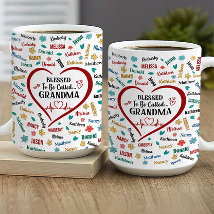 Blessed To Be Called Grandma | Personalized White Ceramic Mug