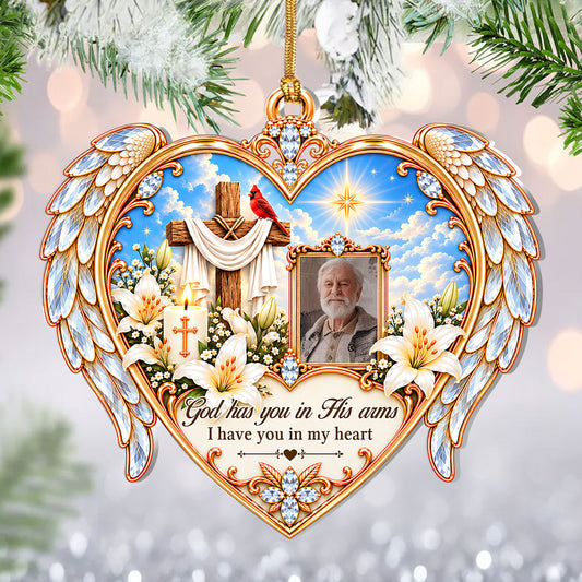 Upload Photo Angel Wings of Remembrance Forever In Heart | Personalized 1-Layer Acrylic Ornament