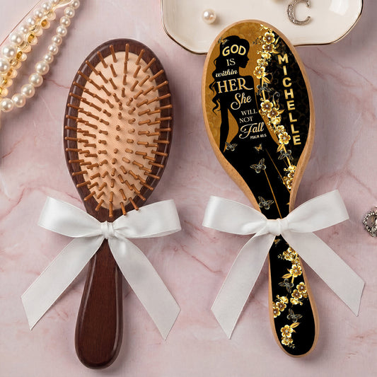 God Is Within Her She Will Not Fall | Personalized Hair Brush