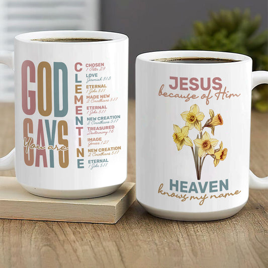 God Says I Am | Personalized White Ceramic Mug