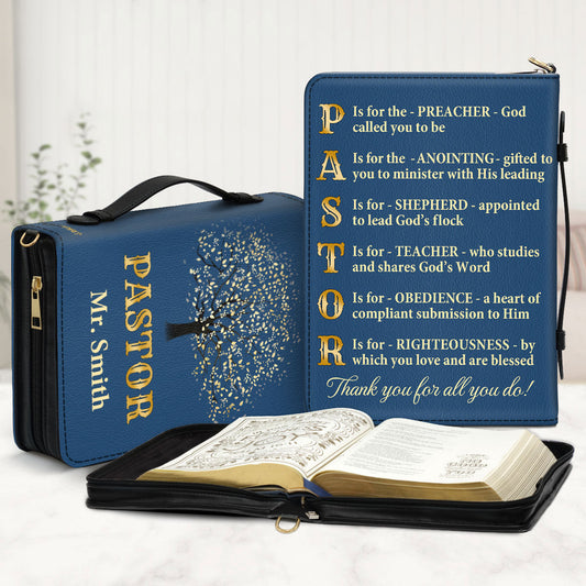 Jesuspirit | Thank You Pastor  | Personalized Zippered Bible Cover With Handle | Christian Inspirational Gifts For Pastor BCNAM1002A