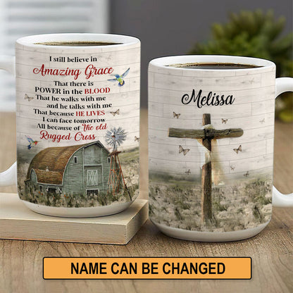 Stunning Personalized White Ceramic Mug - There Is Power In The Blood NUHN145F