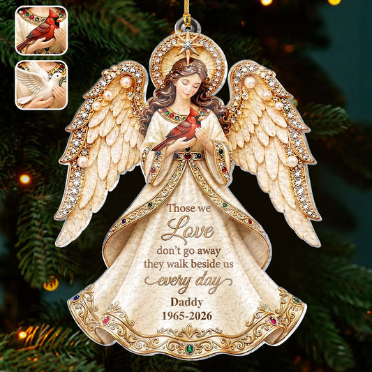 Those We Love Don't Go Away, They Walk Beside Us Every Day | Personalized Custom Shaped Stained Glass Ornament