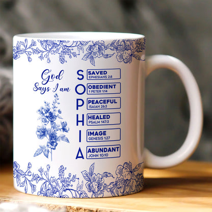 God Says I Am  | Personalized Ceramic Coffee Mug