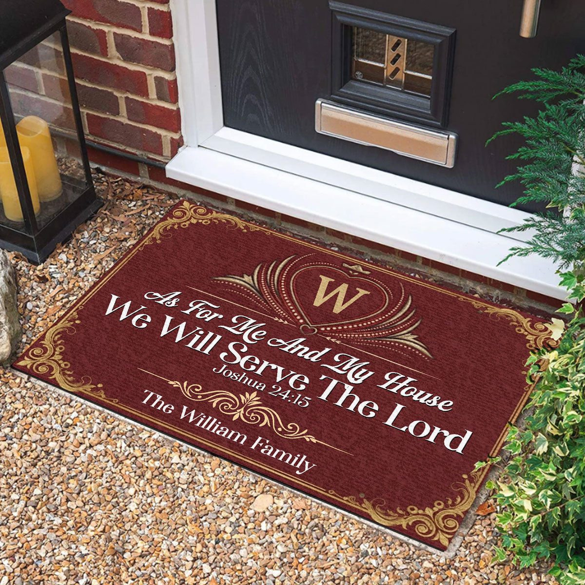 As For Me And My House We Will Serve The Lord | Personalized Doormat