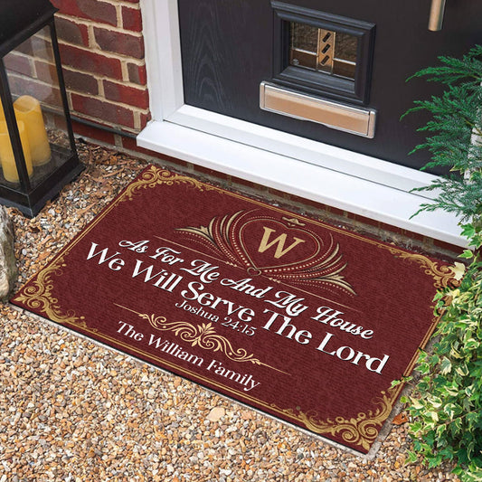 As For Me And My House We Will Serve The Lord | Personalized Doormat