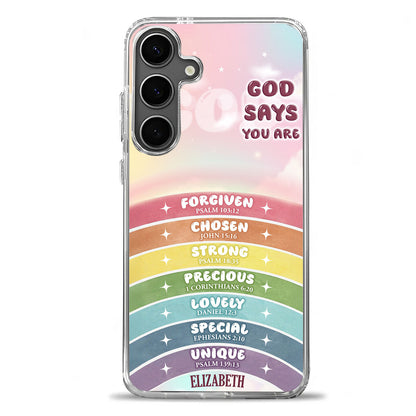 God Says You Are | Personalized Clear Silicone Phone Case