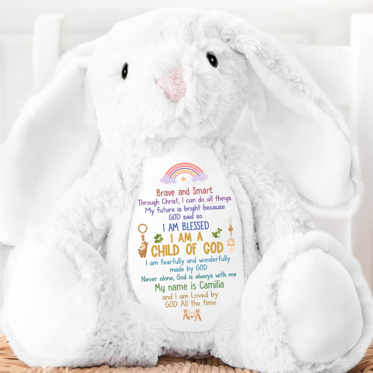 I Can Do All Things Through Christ - Personalized Stuffed Bunny