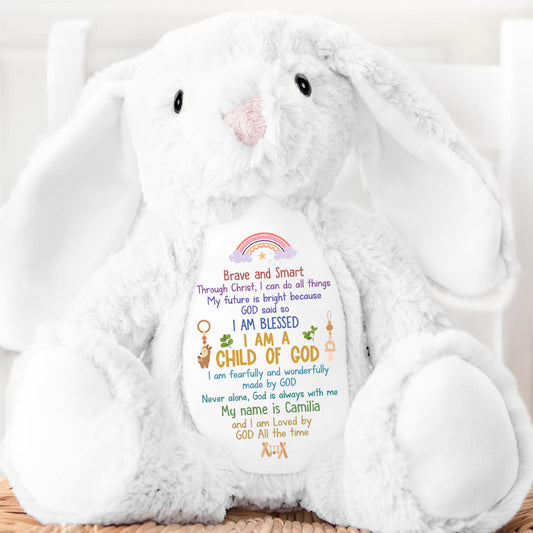 I Can Do All Things Through Christ - Personalized Stuffed Bunny