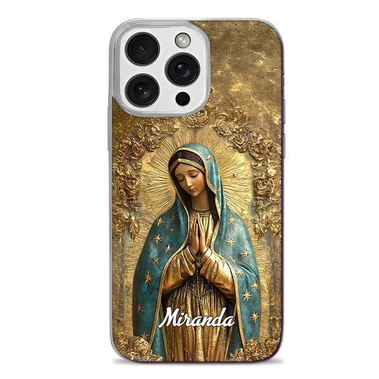 Vintage Style Virgin Mary | Personalized Clear Silicone Phone Case