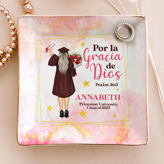 By The Grace Of God | Personalized Ceramic Ring Dish Square