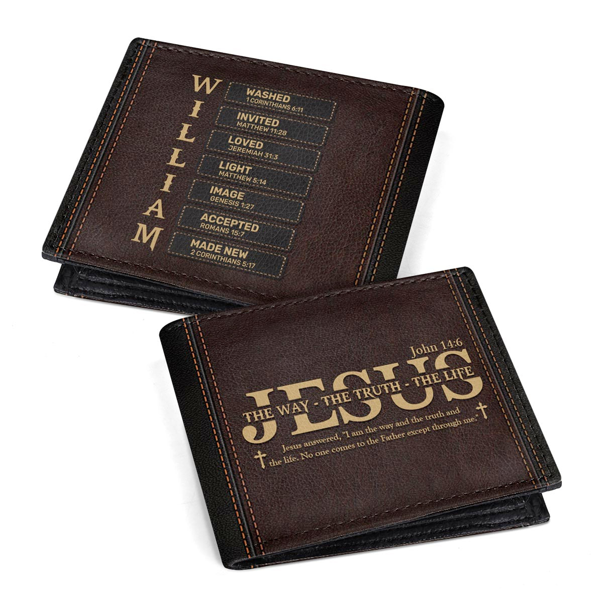 Jesus The Way The Truth The Life | Personalized Folded Wallet For Men