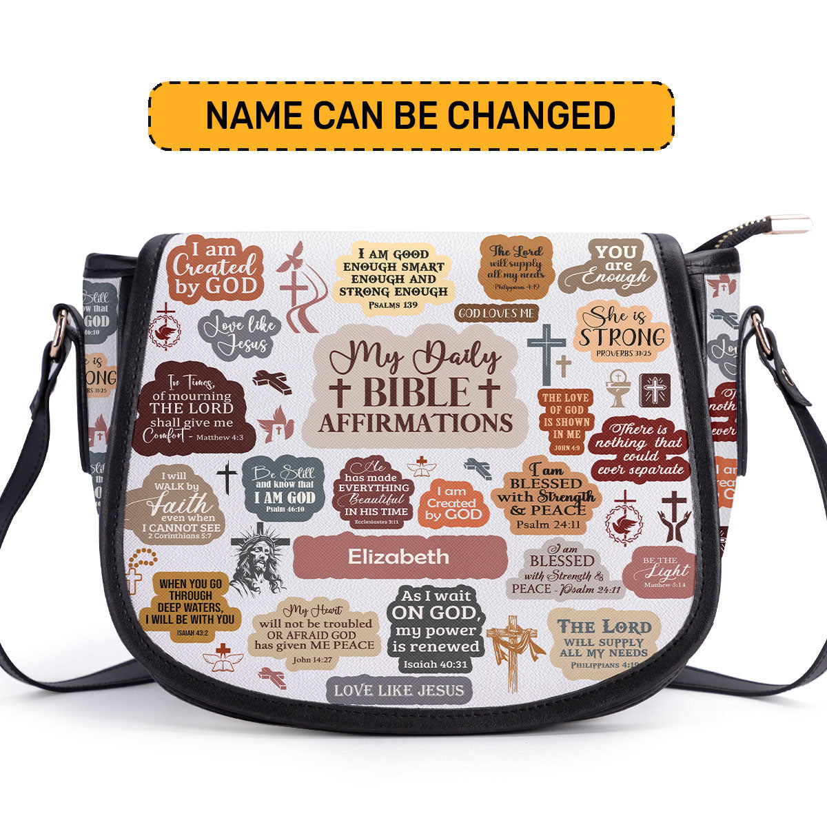 My Daily Bible Affirmation - Personalized Leather Saddle Bag LHBM726