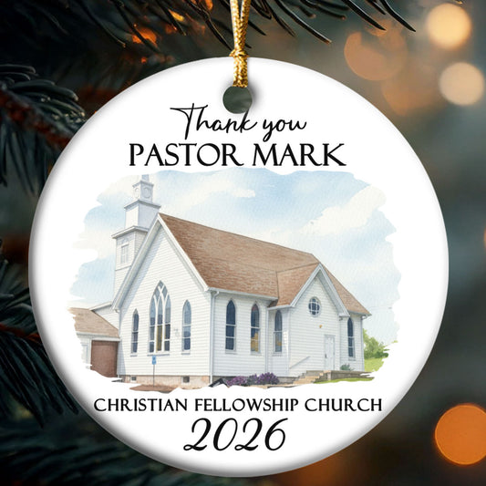 Thank You Pastor | Personalized Round Shaped Ceramic Ornament