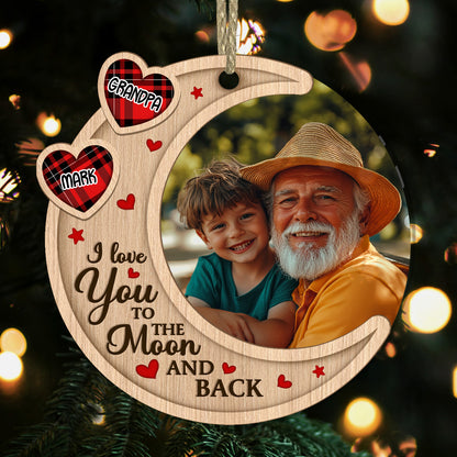 I Love You To The Moon And Back | Personalized Wood & Acrylic Ornament