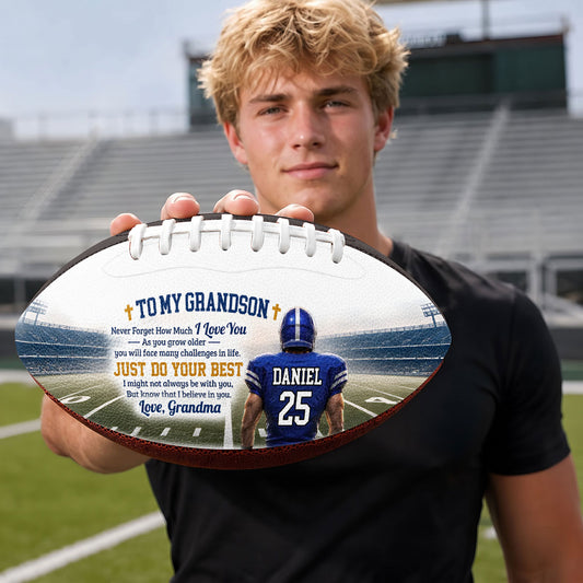 To My Grandson Never Forget How Much I Love You  | Personalized Football