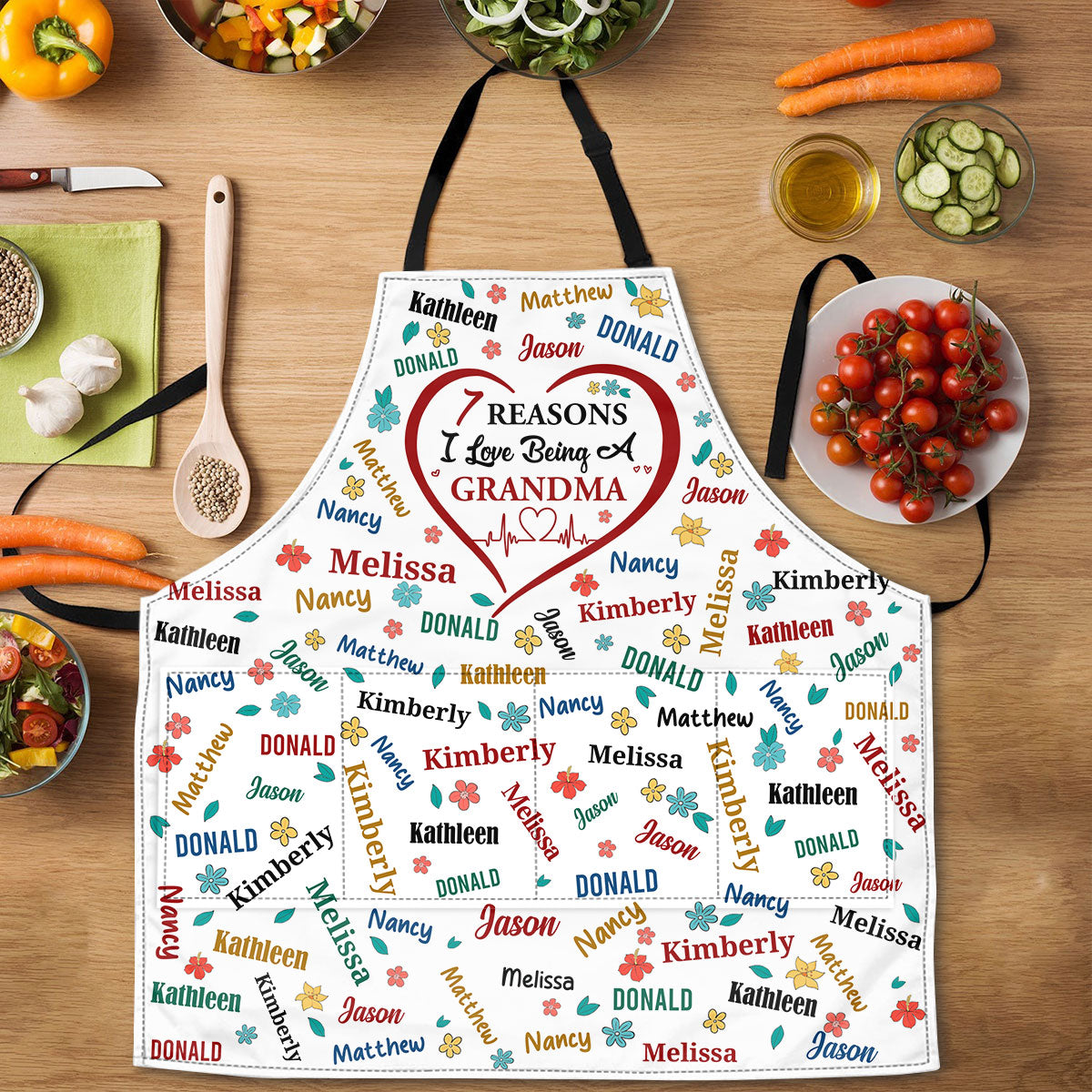 The Reason I Love Being A Grandma | Personalized Apron With Pocket