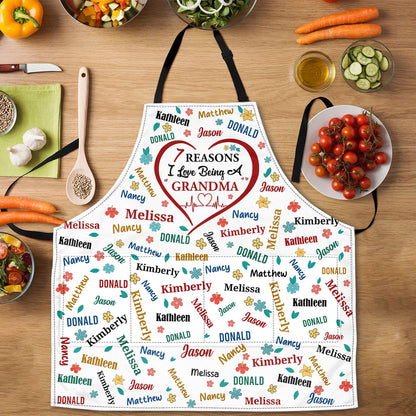 The Reason I Love Being A Grandma | Personalized Apron With Pocket