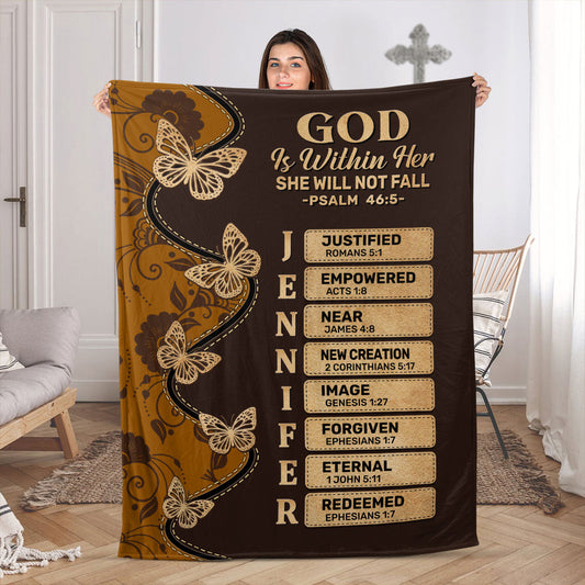 God Is Within Her She Will Not Fall | Personalized Fleece Blanket