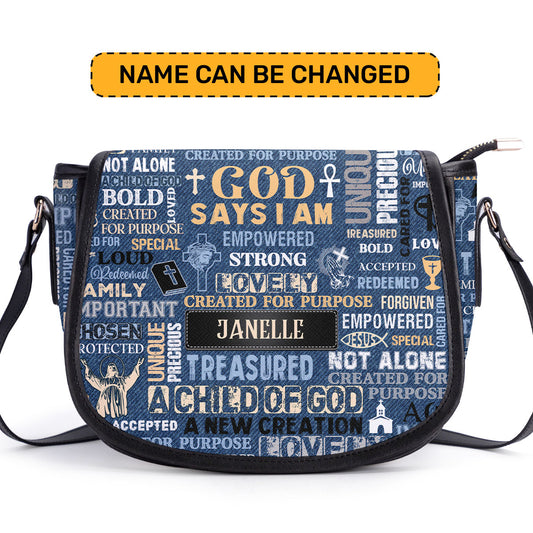 God Says I Am Empowered - Personalized Leather Saddle Bag LSBM776