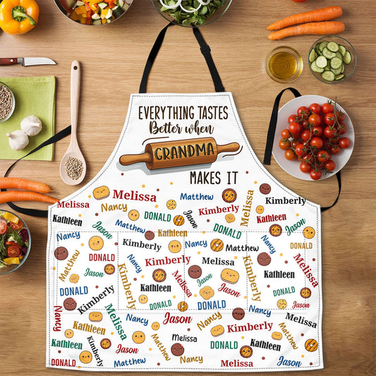 Everything Tastes Better When Grandma Makes It | Personalized Apron With Pocket