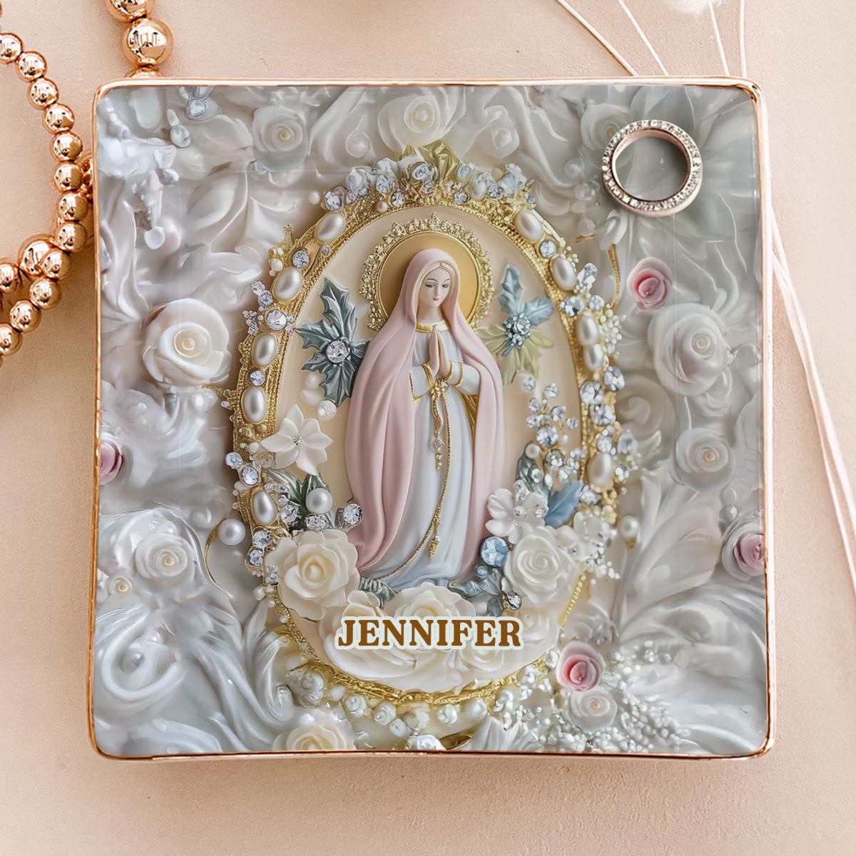 Believer | Personalized Ceramic Ring Dish Square